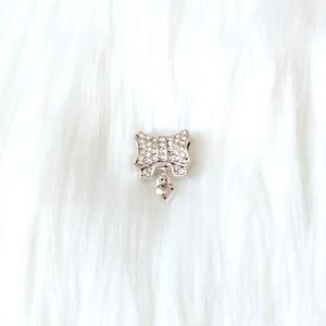 White Zirconia Silver Bow Spacer Bead